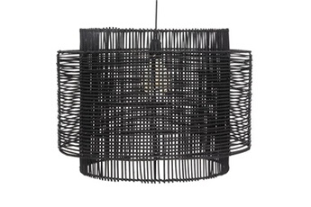suspension pegane lampe suspendue, suspension luminaire en bois de rotin coloris noir et cuivre noir - diamètre 58 x hauteur 46 cm - -