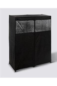 penderie, armoire intissée en fer, polypropylène coloris noir - longueur 120 x profondeur 49 x hauteur 163 cm - -