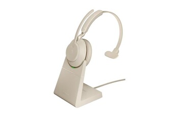 Ecouteurs Jabra Evolve2 65 UC Mono - Micro-casque - sur-oreille - convertible - Bluetooth - sans fil - USB-C - isolation acoustique - beige