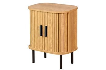 table de chevet aubry gaspard - table de nuit en bois et métal à lamelles kyoto