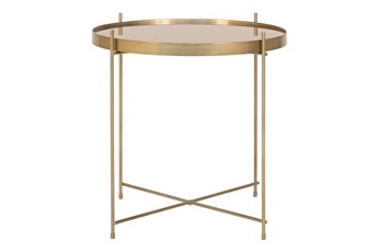 table basse lisa design glina - table basse - métal et verre - 48 cm - doré