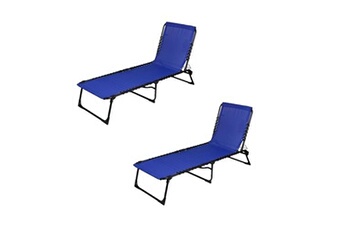 chaise longue - transat sunnydays - lot de 2 bains de soleil - bleu