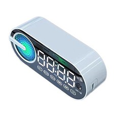 Enceinte sans fil YONIS Enceinte Bluetooth Lumineuse Subwoofer Alarme Radio IPX3 Autonomie 36H 1200mAh Blanc