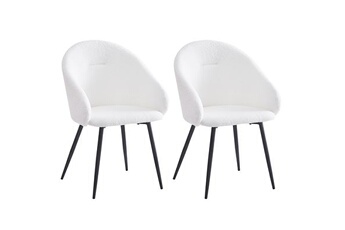 gaia - lot de deux chaises - en tissu bouclette - blanc