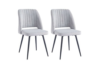 zarka - lot de deux chaises - en velours et tissu - gris