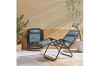 fauteuil de jardin sweeek lot de 2 fauteuils relax - patrick - textilène pliables multi-positions émeraude