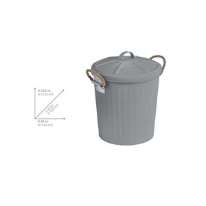 WENKO Poubelle Salle De Bain Gara 6L – Design Vintage New-Yorkais, Acier Blanc, Couvercle Amovible + Poignées Tressées