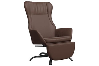fauteuil de jardin vidaxl chaise de relaxation et repose-pied marron brillant similicuir