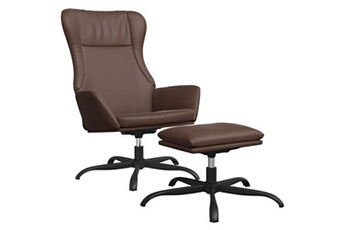 fauteuil de jardin vidaxl chaise de relaxation avec repose-pied brun brillant similicuir