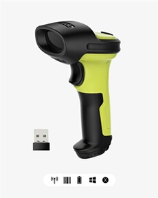Scanner de Code-Barres Laser sans Fil 2.4GHz, Rayon de 35m, Scan Automatique et Précis, Autonomie d''Environ 15 Jours - Bon état Inateck sur Darty