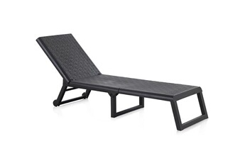 chaise longue - transat vente-unique.com bain de soleil effet tressé sans matelas gris - canberra