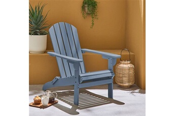fauteuil de jardin sweeek fauteuil de jardin en bois - adirondack salamanca bleu grisé - eucalyptus chaise de terrasse retro siège de plage