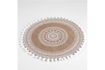chemin de table douceur d'interieur set de table (0) 38 cm jute imprime+pompons renata blanc