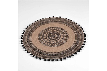 chemin de table douceur d'interieur set de table (0) 38 cm jute imprime+pompons renata noir