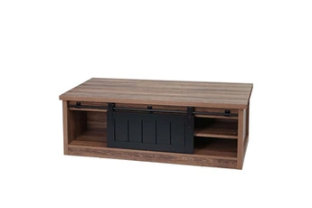 table basse hwc-k75 aspect bois métal industriel 44x120x60cm brun