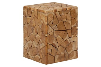table d'appoint meubletmoi tabouret / table d'appoint carrée en bois de teck naturel - hiram