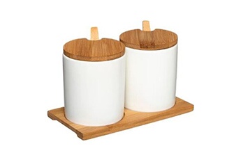 accessoire de cuisine five simply smart - lot de 2 pots à epices céramique 18cm blanc