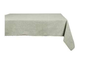 nappe de table vente-unique.com nappe en coton à bordure beige - 140x 240 cm - vert - loania