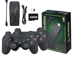 Console rétrogaming GENERIQUE Console de Jeu Vidéo Portable HD 4K 64G avec 2 Manettes Sans Fil 2.4G 20000+ Types de Jeu Rétro Classique pour PS1-GBA