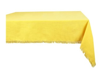 nappe de table vente-unique.com nappe à franges en coton - 140 x 240 cm - jaune - pola