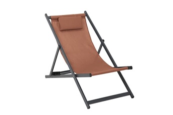 chaise longue - transat ozalide athos - lot de 2 chiliennes - aluminium - terracotta