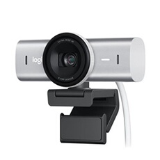 Webcam Logitech MX Brio de collaboration et streaming 4K Ultra HD, 1080p a 60 IPS, 2 micros avec reduction de bruit, USB-C, cache pour webcam - Gris Pale