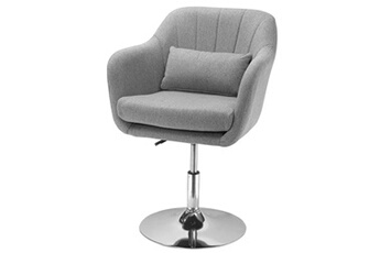 fauteuil de relaxation homcom fauteuil lounge design grand confort coussins lombaires hauteur réglable pivotant 360° piètement métal chromé lin gris