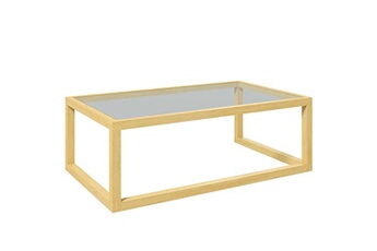 table basse homcom table basse design contemporain plateau verre trempé structure piètement bois d'hévéa