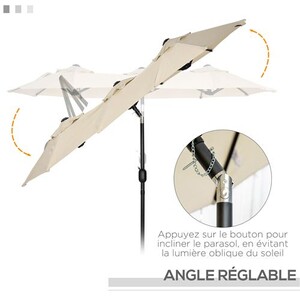 Parasol déporté inclinable rond 3m gris Housse Parasol déporté inclinable rond 3m gris Housse