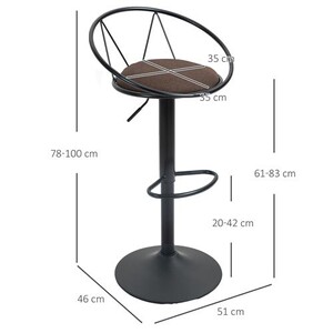 2 Tabourets De Bar Réglables – Hauteur 76-96cm – Siège Pivotant 360° – Structure Métal & ABS – Pour Cuisine, Comptoir, Salle à Manger – Rouge