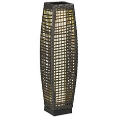 Lampadaire LED solaire de jardin style colonial dim. 21L x 21l x 78H cm résine tressée filaire grise