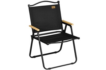 chaise et fauteuil de camping outsunny chaise de plage camping pliante - poignée - structure acier oxford noir