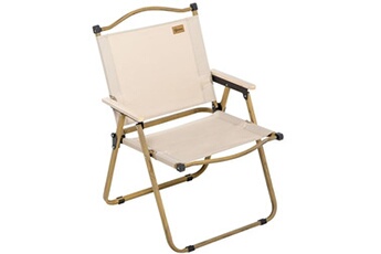 chaise et fauteuil de camping outsunny chaise de plage camping pliante - poignée - structure acier aspect bois oxford beige