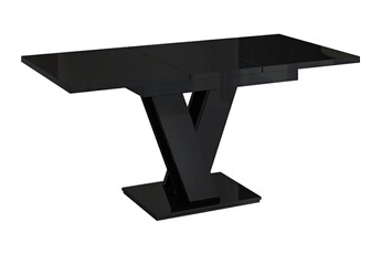 table repas extensible masiv - 120/160 x 80 x 75 cm - noir brillant
