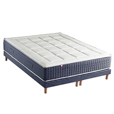 Ensemble Matelas Ressort 7 zones + Mémoire de forme + Sommier KING STYLE Fabriqué en France Dimensions - 2x80 x 200 cm