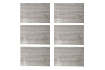 set de table secret de gourmet - lot de 6 sets de table rectangulaire bois gris - 45 x 30 cm - gris