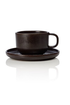 tasse et mugs was germany x 6 tasses et soucoupes 0,275 l marron métallisé h 60 mm