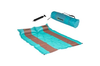 matelas gonflable lit de camp outsunny matelas de camping 2 places autogonflant avec oreillers et sac de transport turquoise marron