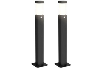 lot de 2 lampes d'extérieur - bornes lumineuses led - norme ip65 - alu noir