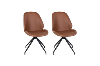 chaise maison et styles lot de 2 chaises pivotantes 50x60x88 cm pu marron et noir - montea