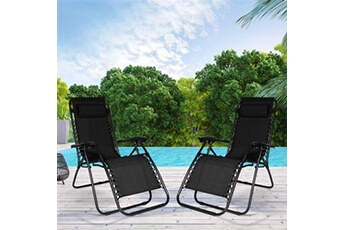 fauteuil de jardin id market lot de 2 fauteuils de jardin inclinables relax grand confort noir
