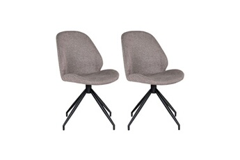 chaise maison et styles lot de 2 chaises pivotantes 50x60x88 cm tissu taupe et noir - montea