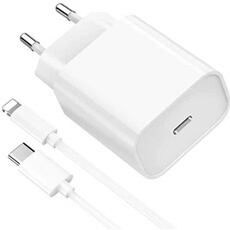 Chargeur Rapide iPhone 14 - 14 PLUS - 14 PRO - 14 PRO MAX - 20W + Câble 1 mètre USB C Lightning -