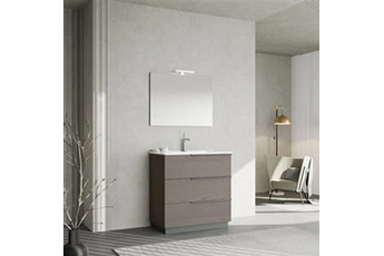 meuble sur pied 80cm gris avec miroir 80x60 avec lampe new york