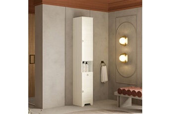 colonne de salle de bain haute en blanc décapé style shabby chic série toscane