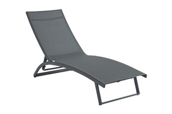 chaise longue - transat vente-unique.com bain de soleil multipositions en aluminium et textilène - anthracite - saranda de mylia