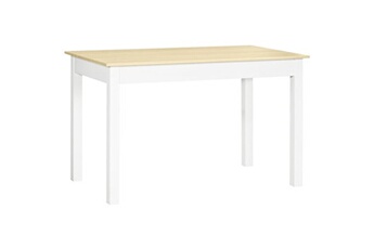 table de cuisine homcom table à manger grand plateau 4-6 personnes dim. 119l x 70l x 75h cm blanc aspect bois clair