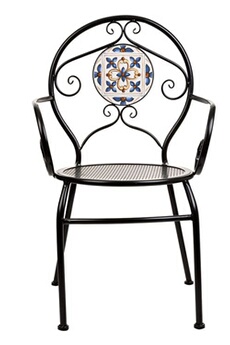 fauteuil de jardin pegane fauteuil de jardin en fer forgé noir et mosaïque multicolore -longueur 58 x profondeur 54 x hauteur 88 cm - -