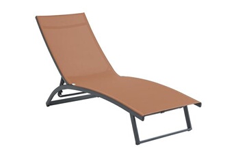 chaise longue - transat vente-unique.com bain de soleil multipositions en aluminium et textilène - terracotta - saranda de mylia