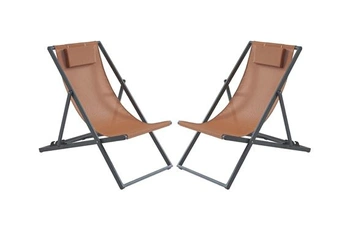 chaise longue - transat vente-unique.com lot de 2 transats chiliennes en aluminium - terracotta - anilio de mylia
